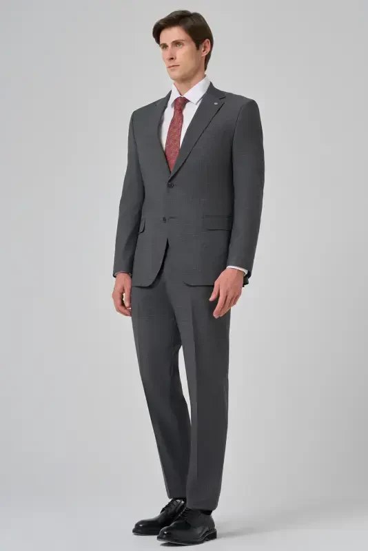 Modazone Erkaklar kulrang junli trend naqshli Dynamic Fit kostyumi - 2