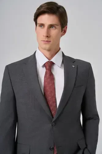 Modazone Erkaklar kulrang junli trend naqshli Dynamic Fit kostyumi - 4