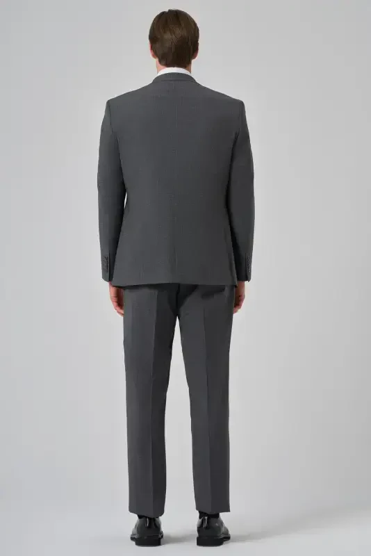 Modazone Erkaklar kulrang junli trend naqshli Dynamic Fit kostyumi - 5