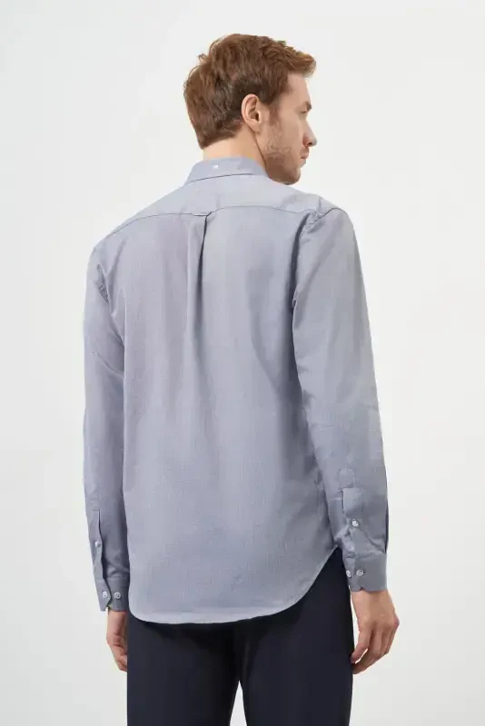 Modazone Erkaklar Kulrang Paxta Trend Tugmali Yoqali Dynamic Fit Ko'ylak - 5