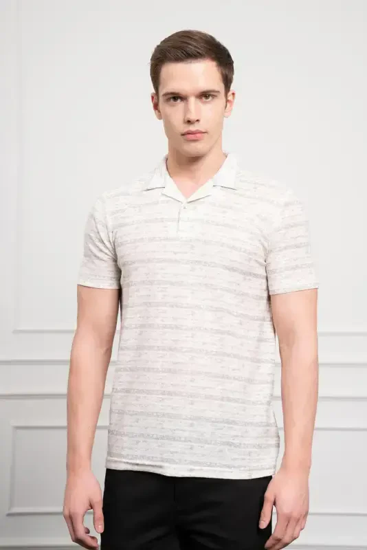 Modazone Erkaklar kulrang Trend Dynamic Fit Qulay Kesimli Polo Yoqali Футболка - 1