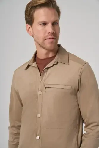 Modazone Erkaklar norka poliester Trend tekis Dynamic Fit Berber yoqali ko'ylagi ko'ylak - 3