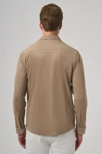 Modazone Erkaklar norka poliester Trend tekis Dynamic Fit Berber yoqali ko'ylagi ko'ylak - 5