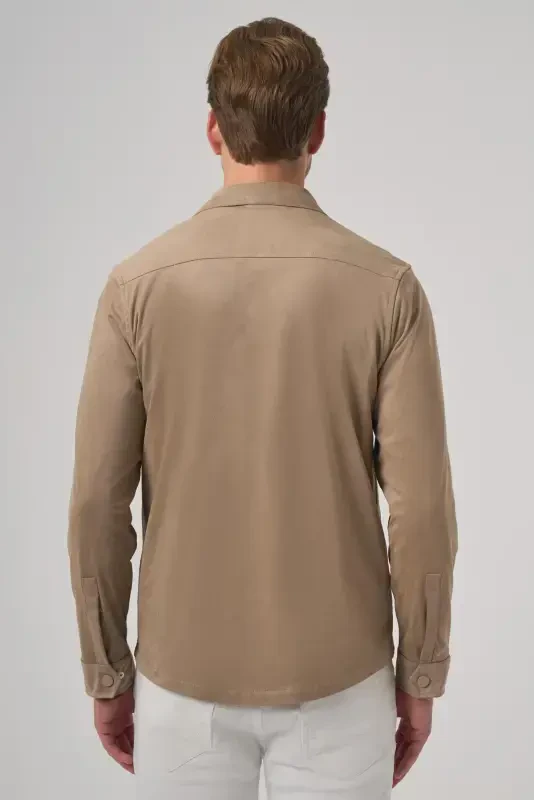 Modazone Erkaklar norka poliester Trend tekis Dynamic Fit Berber yoqali ko'ylagi ko'ylak - 5