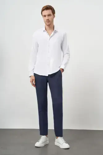 Modazone Erkaklar Oq Basic Slim Fit Italyan Yoqali Ko'ylak - 4