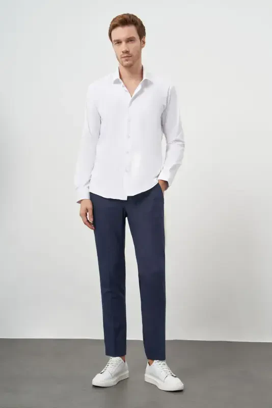 Modazone Erkaklar Oq Basic Slim Fit Italyan Yoqali Ko'ylak - 4