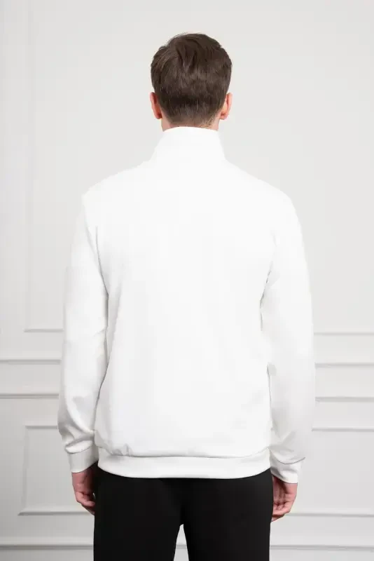 Modazone erkaklar oq Femuarlı Bato yoqali Dynamic Fit qulay bichimli svitshot - 5