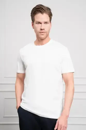 Modazone Erkaklar oq trendli velosiped yoqasi paxta dinamik fit futbolka - MORVEN (1)