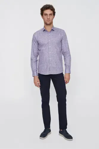 Modazone erkaklar pushti paxta bosma slim fit tor kesimli ko'ylak - MORVEN (1)