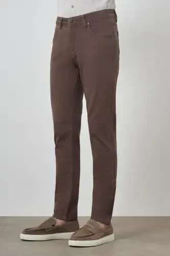 Modazone Erkaklar QAHVA Paxta 5 cho'ntak Slim Fit Jean Jinsi Shim - 4