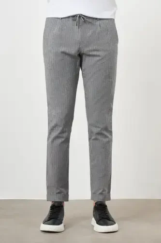 Modazone Erkaklar Qora Paxta Zig'ir Trend Ipli Jogger Slim Fit Sport Shim 