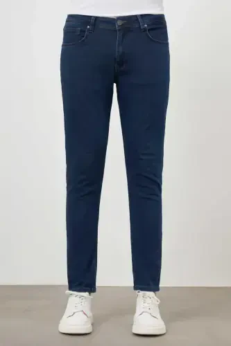 Modazone Erkaklar To'q ko'k Denim 5 cho'ntak Slim Fit Jinsi Shim 