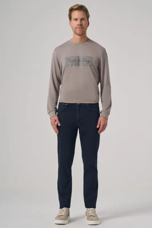 Modazone Erkaklar To'q ko'k Denim 5 cho'ntak Slim Fit Jinsi Shim - 3