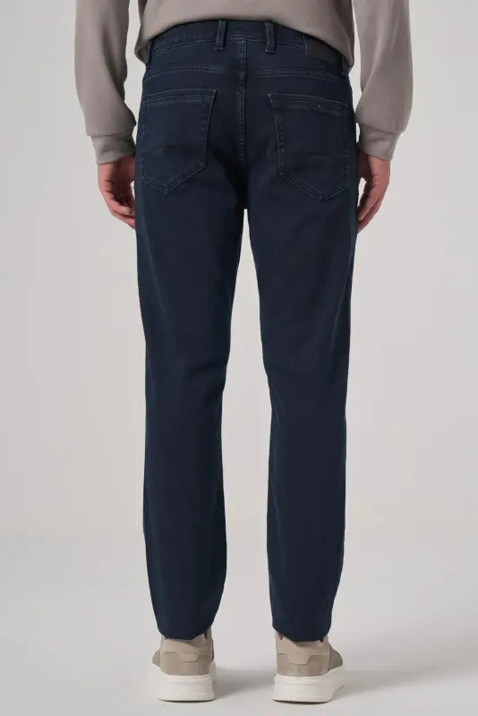 Modazone Erkaklar To'q ko'k Denim 5 cho'ntak Slim Fit Jinsi Shim - 5