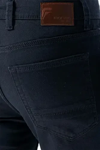 Modazone Erkaklar To'q ko'k Mavsumiy Paxta 5 Cho'ntak Slim Fit Jinsi Jinsilar - 5