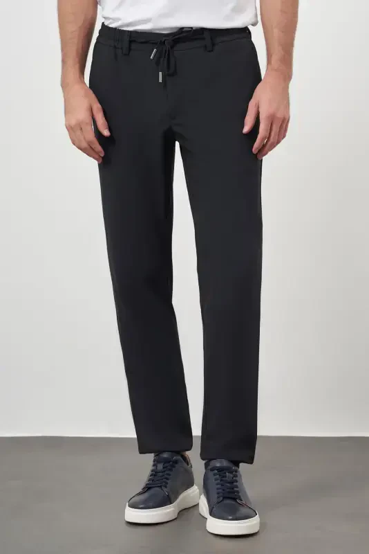 Modazone Erkaklar To'q ko'k Poliviskon Trend Ipli Jogger Slim Fit Sport Shim - 1