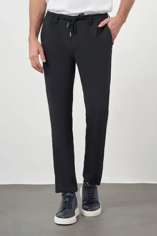 Modazone Erkaklar To'q ko'k Poliviskon Trend Ipli Jogger Slim Fit Sport Shim - 2