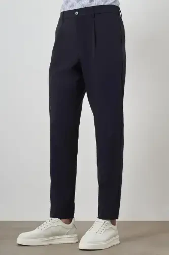 Modazone Erkaklar To‘q ko‘k Trend Slim Fit To‘liq Rezinka Shim - 3