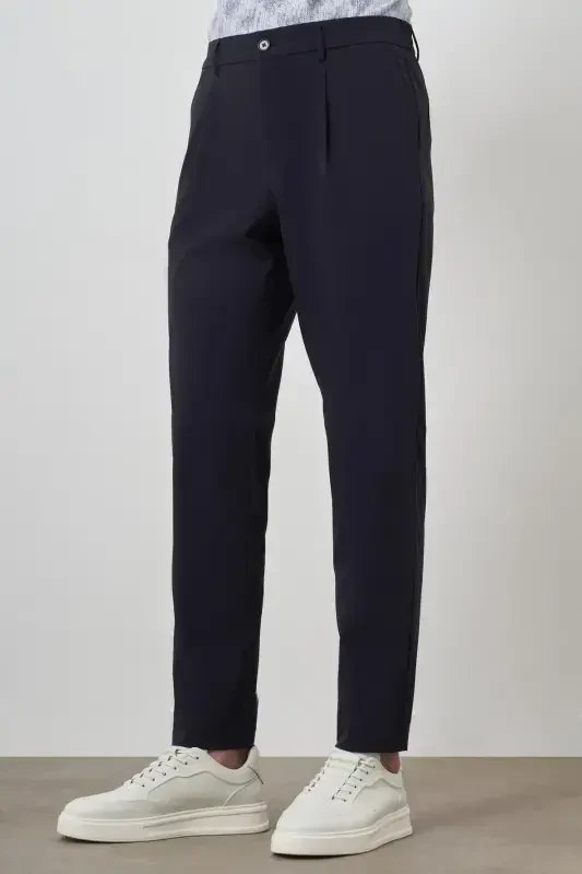 Modazone Erkaklar To‘q ko‘k Trend Slim Fit To‘liq Rezinka Shim - 3