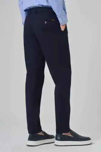 Modazone Erkaklar to'q ko'k yozgi paxta yon cho'ntak Slim Fit Chino shim - 5