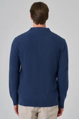 Modazone Erkaklar uchun Indigo Trend Polo Yoqali Dynamic Fit Erkin Bichimdagi Trikotaj - 5