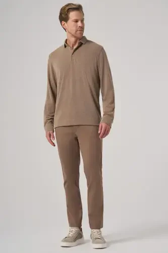 Morven Erkek A-Kahverengi Trend Düğmeli Polo Yaka Sweatshirt - 4