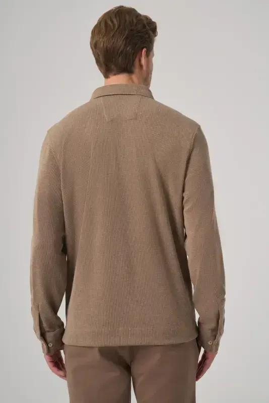 Morven Erkek A-Kahverengi Trend Düğmeli Polo Yaka Sweatshirt - 5