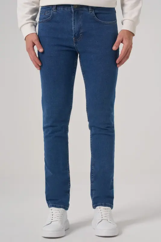 Morven Erkek A. MAVİ Denim 5 Cep Slim Fit Jean Kot Pantolon - MORVEN