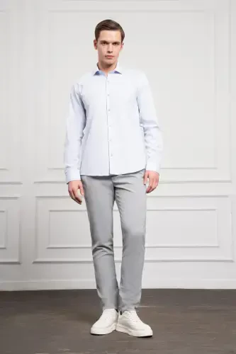 Modazone Erkek A. MAVİ Pamuk Trend Slim Fit İtalyan Yaka Gömlek - MORVEN (1)