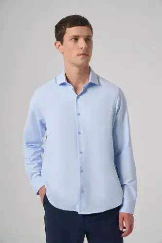 Morven Erkek A. MAVİ Polyester Trend Desenli Dynamic Fit İtalyan Yaka Gömlek - MORVEN (1)