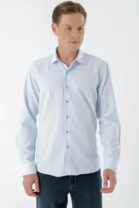 Morven Erkek A. MAVİ Trend Baskılı Desenli İtalyan Yaka Slim Fit Gömlek - 2