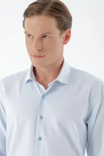 Morven Erkek A. MAVİ Trend Baskılı Desenli İtalyan Yaka Slim Fit Gömlek - 4