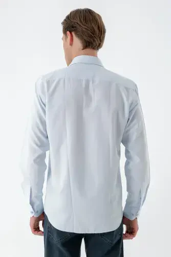 Morven Erkek A. MAVİ Trend Baskılı Desenli İtalyan Yaka Slim Fit Gömlek - 6