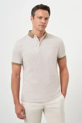Morven Erkek AÇIK KAHVE Trend Compact Rotasyon Baskı Pike Polo Yaka T-Shirt - 2