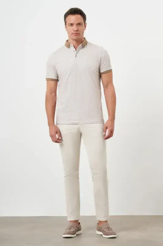 Morven Erkek AÇIK KAHVE Trend Compact Rotasyon Baskı Pike Polo Yaka T-Shirt - 4