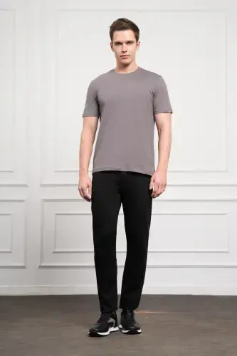 Morven Erkek Antrasit Basic Bisiklet Yaka Dynamic Fit Pamuk T-Shirt - MORVEN (1)