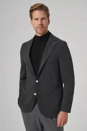 Modazone Erkek Antrasit Trend Slim Fit Mono Yaka Ceket 