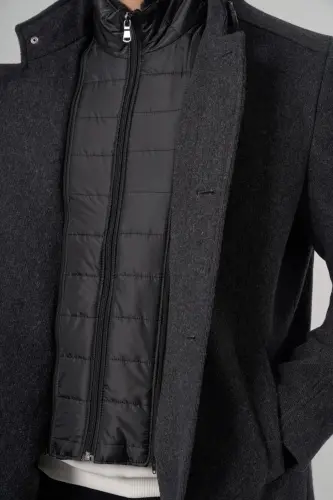 Morven Erkek Antrasit Yünlü Dynamic Fit Kambet Çıkma Mostra Kaban - 4