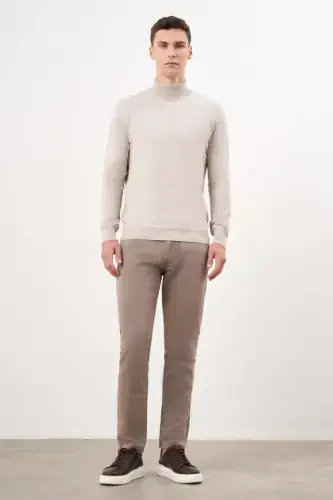 Morven Erkek Bej Basic Balıkçı Yaka Dynamic Fit Rahat Kesim Triko - 4