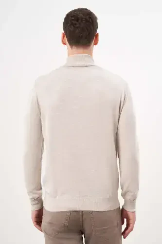 Morven Erkek Bej Basic Balıkçı Yaka Dynamic Fit Rahat Kesim Triko - 5