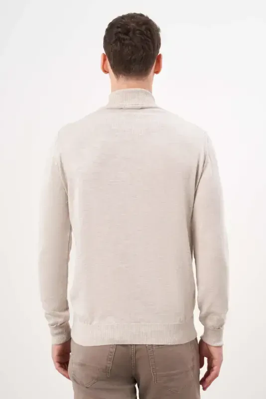 Morven Erkek Bej Basic Balıkçı Yaka Dynamic Fit Rahat Kesim Triko - 5