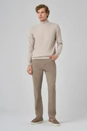 Morven Erkek Bej Basic Yarım Balıkçı Yaka Dynamic Fit Rahat Kesim Triko - MORVEN (1)