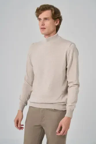 Morven Erkek Bej Basic Yarım Balıkçı Yaka Dynamic Fit Rahat Kesim Triko - 3