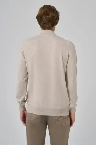 Morven Erkek Bej Basic Yarım Balıkçı Yaka Dynamic Fit Rahat Kesim Triko - 5