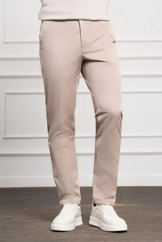 Modazone Erkek Bej Dynamic Fit Chino Pantolon - MORVEN