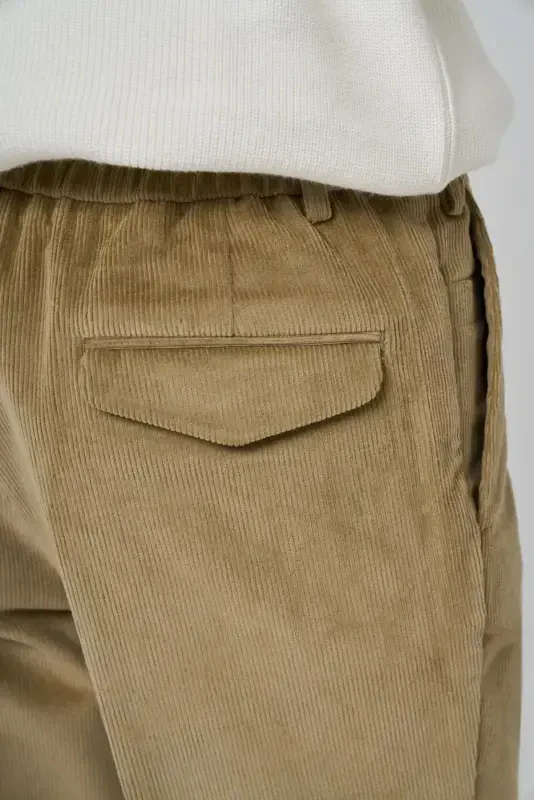 Morven Erkek Bej Pamuk Trend Fitilli Kadife Lastikli Slim Fit Pantolon - 4