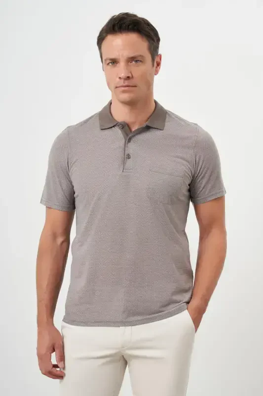 Morven Erkek Bej Trend Cepli Polo Yaka T-Shirt - 1