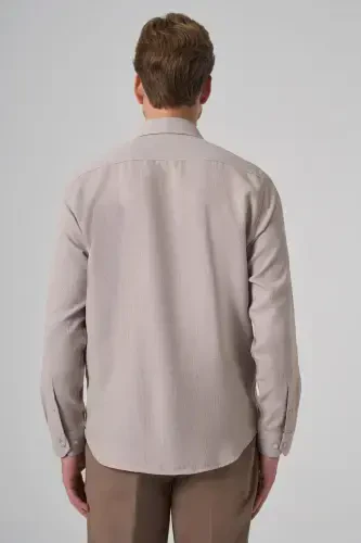 Modazone Erkek Bej Trend Dynamic Fit Sert Yaka Gömlek - 5