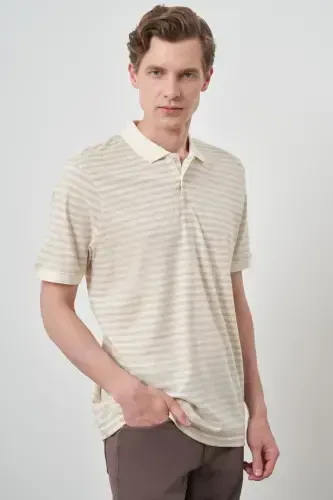 Morven Erkek Bej Trend Polo Yaka T-Shirt - MORVEN (1)