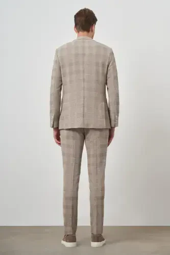 Morven Erkek Bej Trend Slim Fit Mono Yaka Takım Elbise - 5